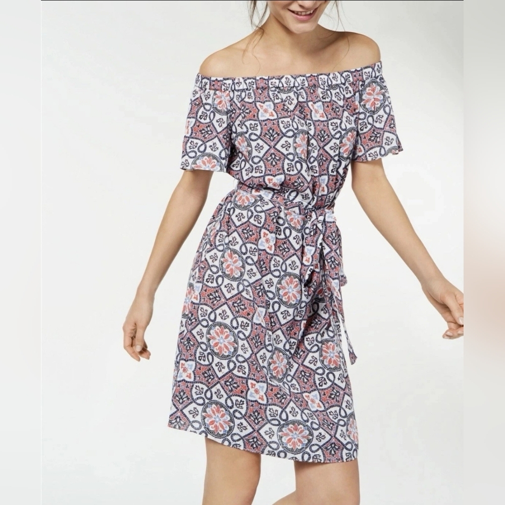 MICHAEL Michael Kors Off-Shoulder Patterned Mini Dress